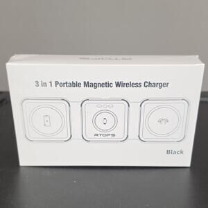 RTOPS 3 in 1 Magnetic Wireless Charger Black W-312 Portable